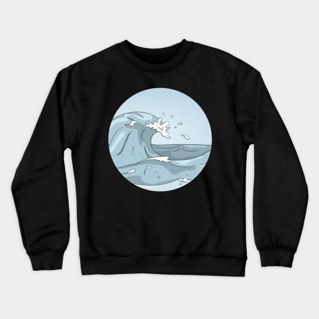 The Great Water Wave Of Kanagawa In Ocean Aesthetic Japanese Crewneck Sweatshirt by mangobanana